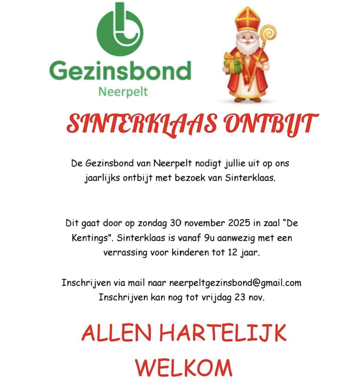 Gezinsbond O.C. De Kentings sinterklaasontbijt